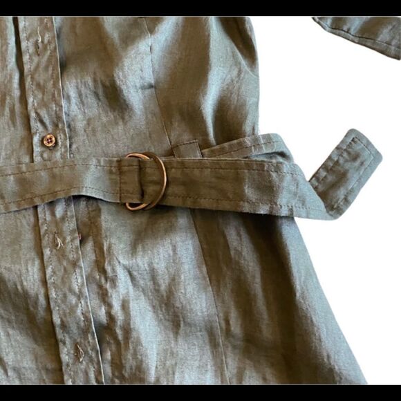 Zara Khaki midi dress with tie - Picture 4 of 10